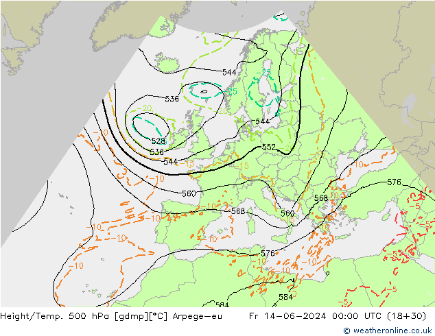 Height/Temp. 500 hPa Arpege-eu Fr 14.06.2024 00 UTC