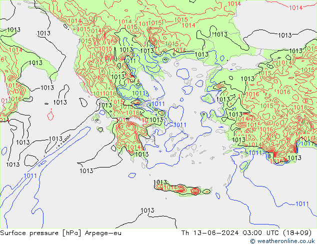 pressão do solo Arpege-eu Qui 13.06.2024 03 UTC