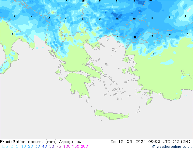 Toplam Yağış Arpege-eu Cts 15.06.2024 00 UTC