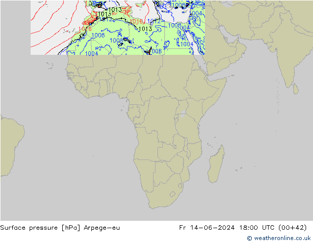 Surface pressure Arpege-eu Fr 14.06.2024 18 UTC