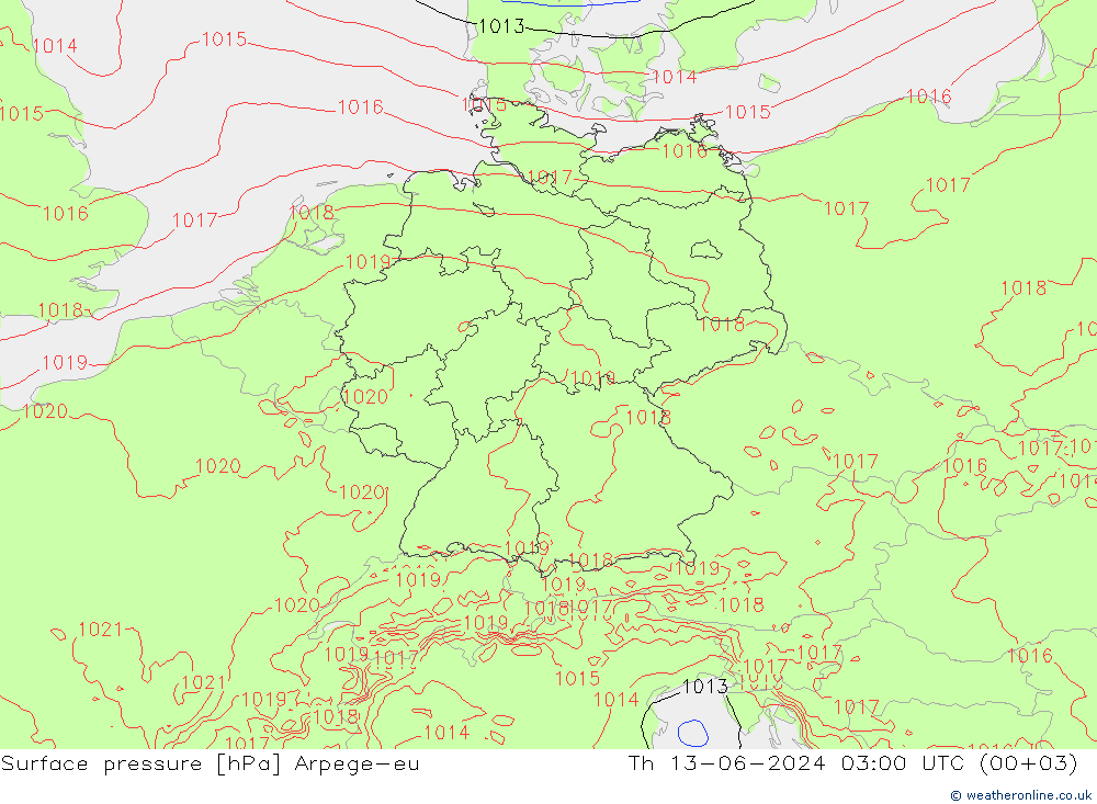 pressão do solo Arpege-eu Qui 13.06.2024 03 UTC