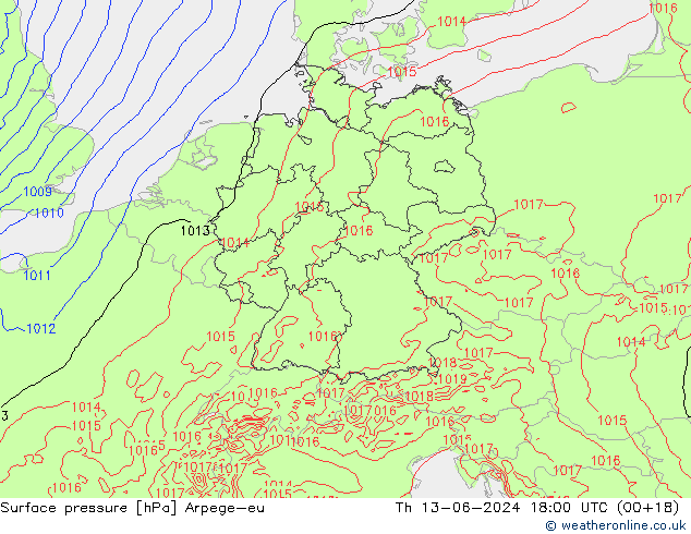 Luchtdruk (Grond) Arpege-eu do 13.06.2024 18 UTC