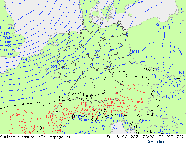 pression de l'air Arpege-eu dim 16.06.2024 00 UTC