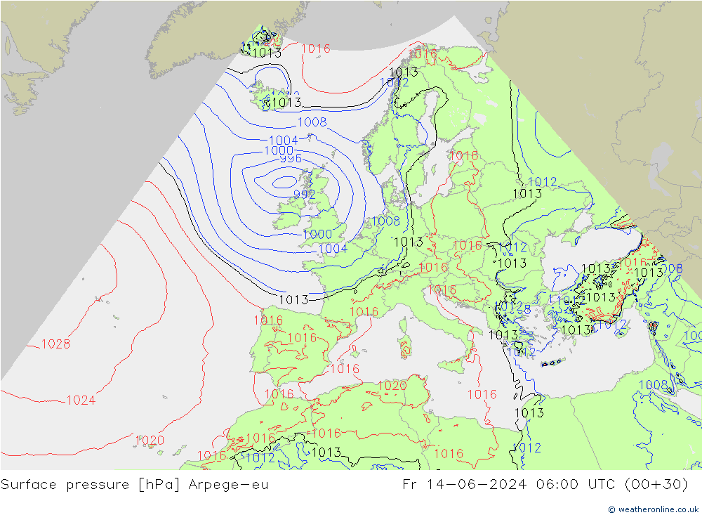 pression de l'air Arpege-eu ven 14.06.2024 06 UTC