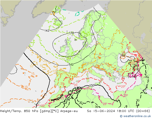 Height/Temp. 850 hPa Arpege-eu  15.06.2024 18 UTC