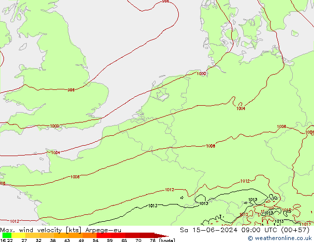 Maks. Rüzgar Hızı Arpege-eu Cts 15.06.2024 09 UTC