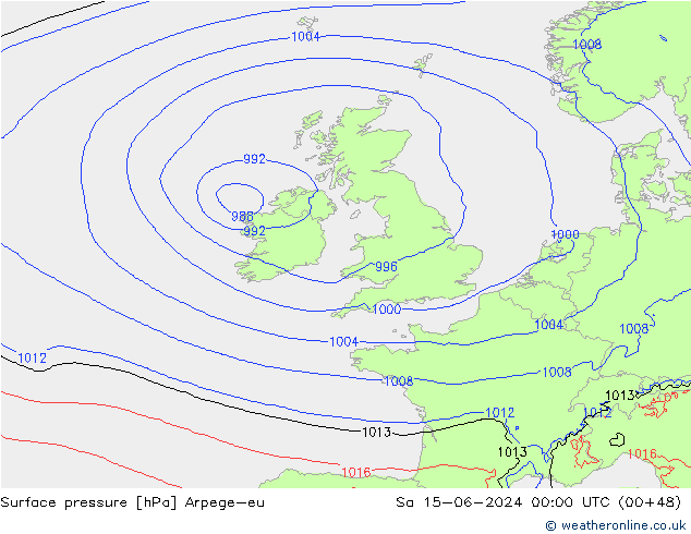 Atmosférický tlak Arpege-eu So 15.06.2024 00 UTC