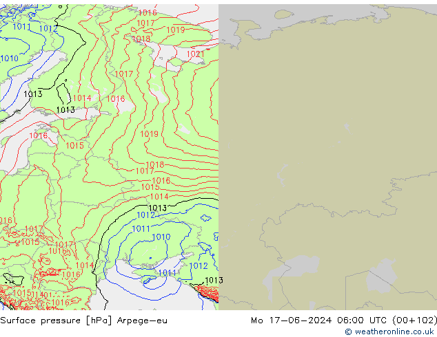 pression de l'air Arpege-eu lun 17.06.2024 06 UTC