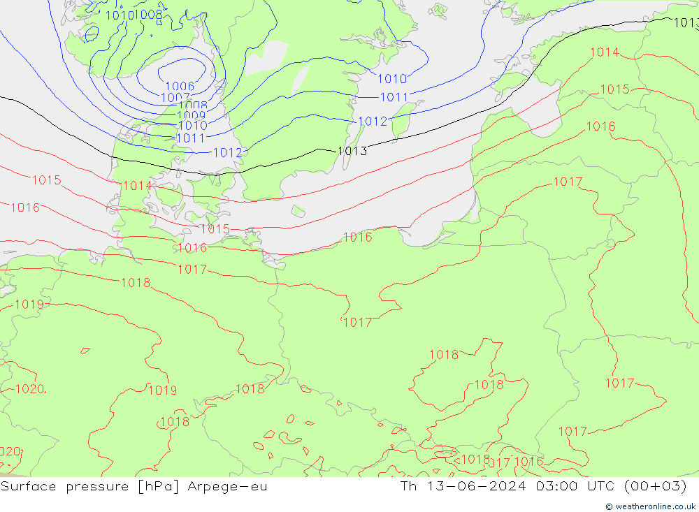 Yer basıncı Arpege-eu Per 13.06.2024 03 UTC
