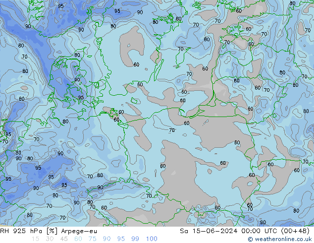 RH 925 hPa Arpege-eu  15.06.2024 00 UTC