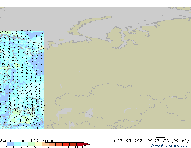  10 m (bft) Arpege-eu  17.06.2024 00 UTC