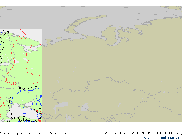 pressão do solo Arpege-eu Seg 17.06.2024 06 UTC