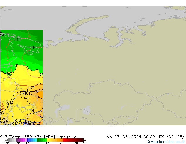 SLP/Temp. 850 hPa Arpege-eu Seg 17.06.2024 00 UTC