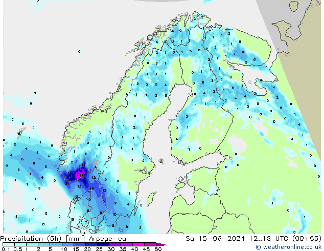 Nied. akkumuliert (6Std) Arpege-eu Sa 15.06.2024 18 UTC