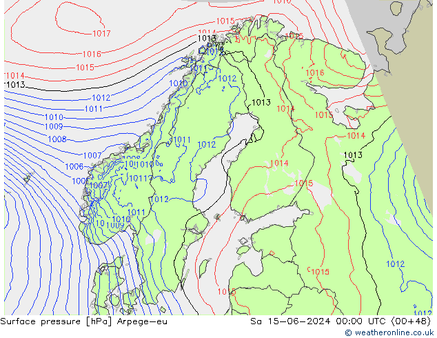 Luchtdruk (Grond) Arpege-eu za 15.06.2024 00 UTC