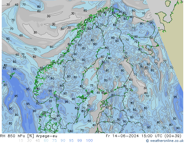 850 hPa Nispi Nem Arpege-eu Cu 14.06.2024 15 UTC