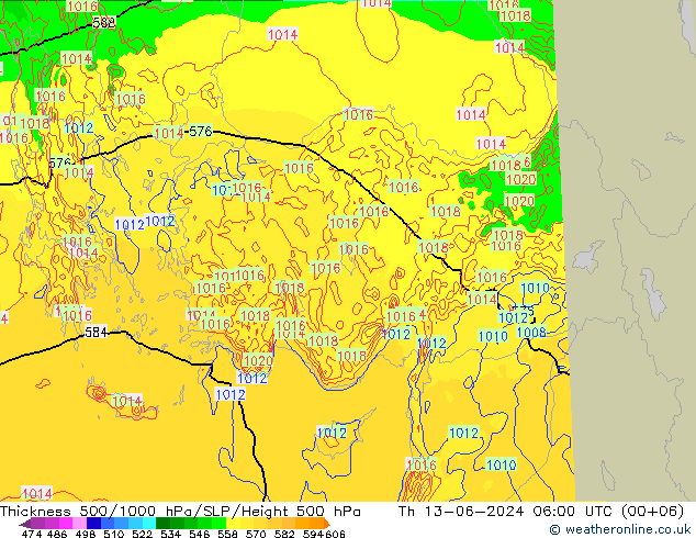 Thck 500-1000hPa Arpege-eu  13.06.2024 06 UTC