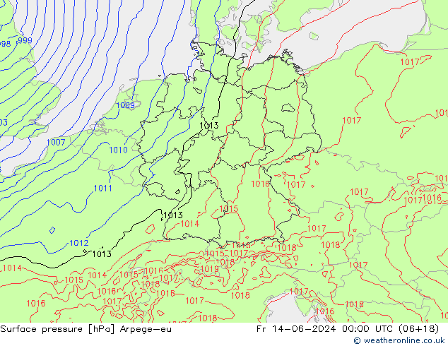 Surface pressure Arpege-eu Fr 14.06.2024 00 UTC