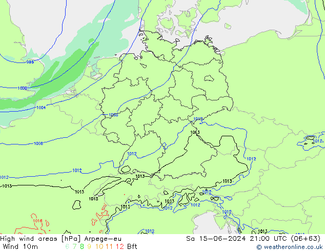 yüksek rüzgarlı alanlar Arpege-eu Cts 15.06.2024 21 UTC