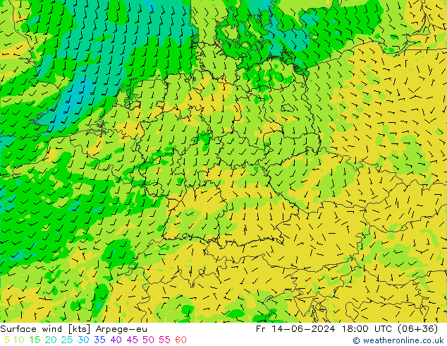 Vent 10 m Arpege-eu ven 14.06.2024 18 UTC