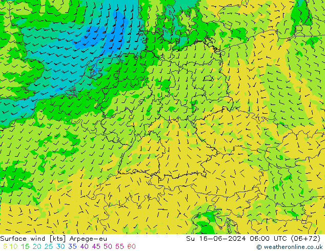  10 m Arpege-eu  16.06.2024 06 UTC