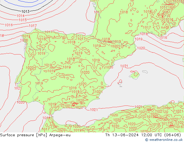 pressão do solo Arpege-eu Qui 13.06.2024 12 UTC