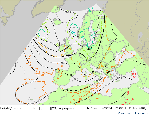 Yükseklik/Sıc. 500 hPa Arpege-eu Per 13.06.2024 12 UTC