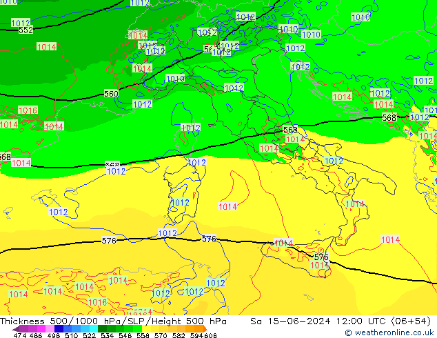 Thck 500-1000hPa Arpege-eu  15.06.2024 12 UTC