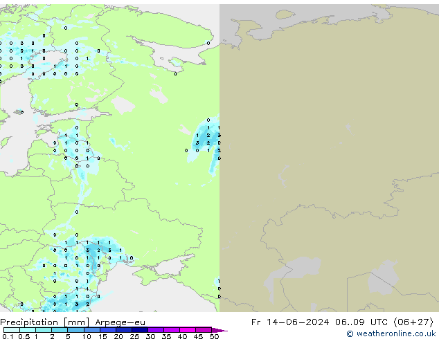 Srážky Arpege-eu Pá 14.06.2024 09 UTC