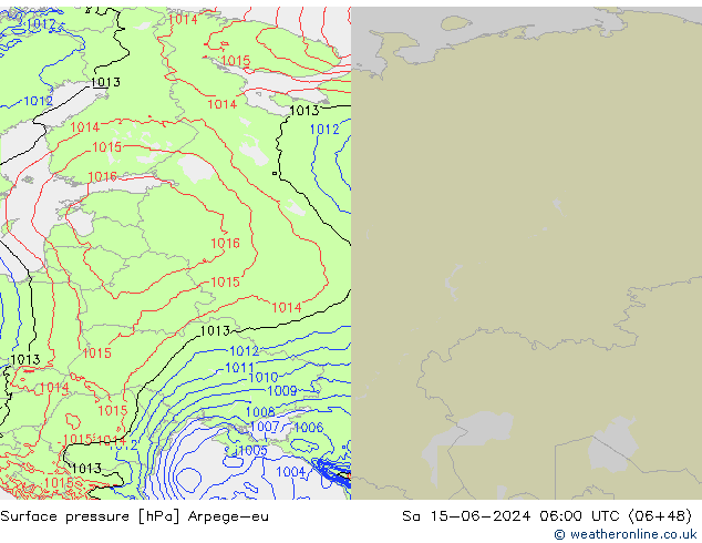 приземное давление Arpege-eu сб 15.06.2024 06 UTC