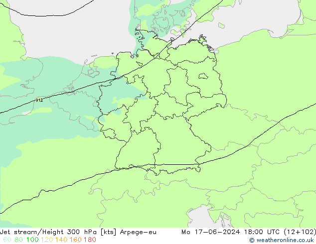 Corriente en chorro Arpege-eu lun 17.06.2024 18 UTC