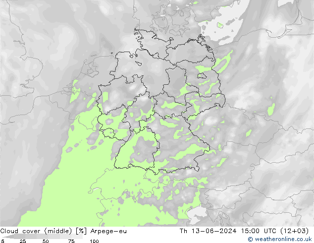 Nubi medie Arpege-eu gio 13.06.2024 15 UTC