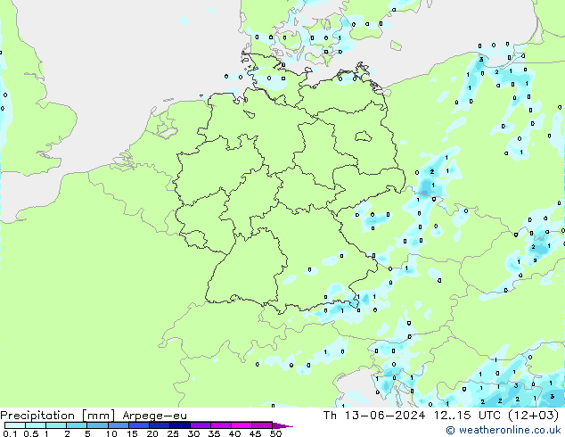 Niederschlag Arpege-eu Do 13.06.2024 15 UTC