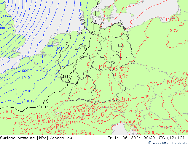 Bodendruck Arpege-eu Fr 14.06.2024 00 UTC