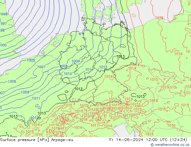 Surface pressure Arpege-eu Fr 14.06.2024 12 UTC