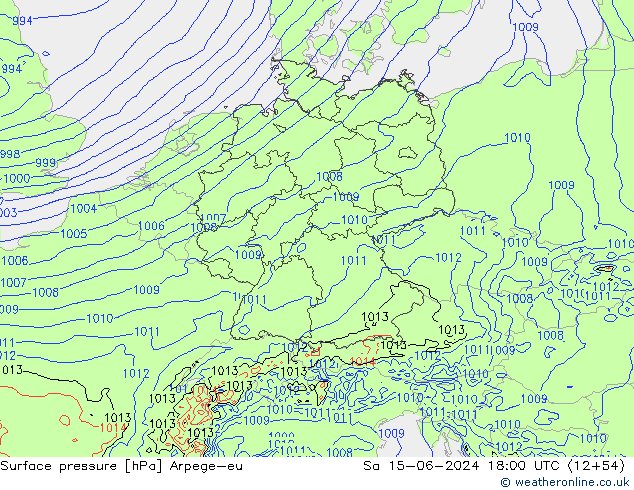 Surface pressure Arpege-eu Sa 15.06.2024 18 UTC