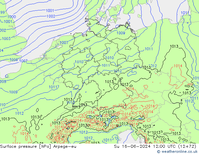 pression de l'air Arpege-eu dim 16.06.2024 12 UTC