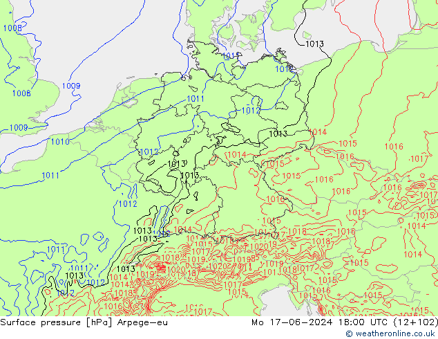 Bodendruck Arpege-eu Mo 17.06.2024 18 UTC