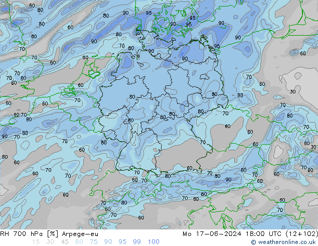 700 hPa Nispi Nem Arpege-eu Pzt 17.06.2024 18 UTC