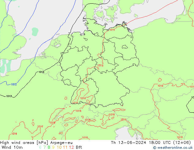 yüksek rüzgarlı alanlar Arpege-eu Per 13.06.2024 18 UTC