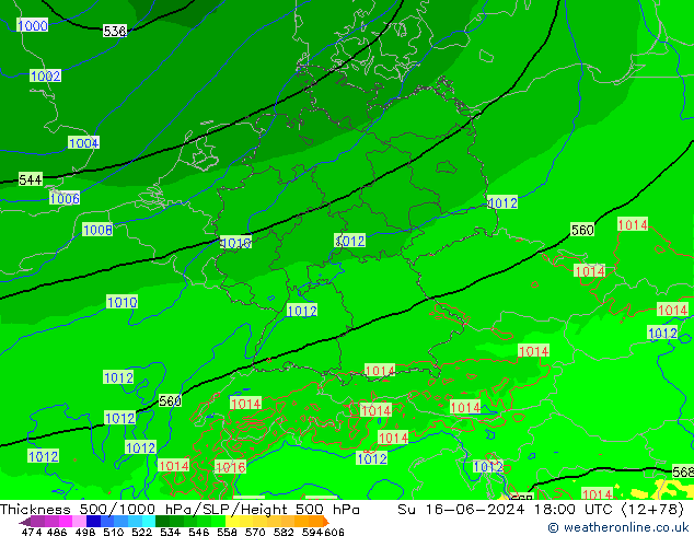 Thck 500-1000hPa Arpege-eu Su 16.06.2024 18 UTC