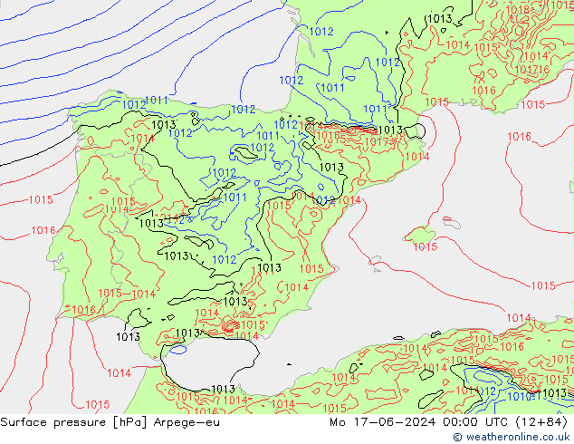 Presión superficial Arpege-eu lun 17.06.2024 00 UTC