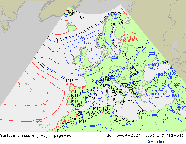 Yer basıncı Arpege-eu Cts 15.06.2024 15 UTC