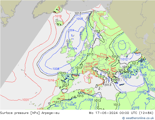 ciśnienie Arpege-eu pon. 17.06.2024 00 UTC