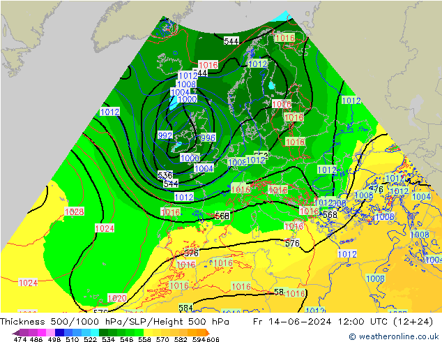 Thck 500-1000hPa Arpege-eu ven 14.06.2024 12 UTC