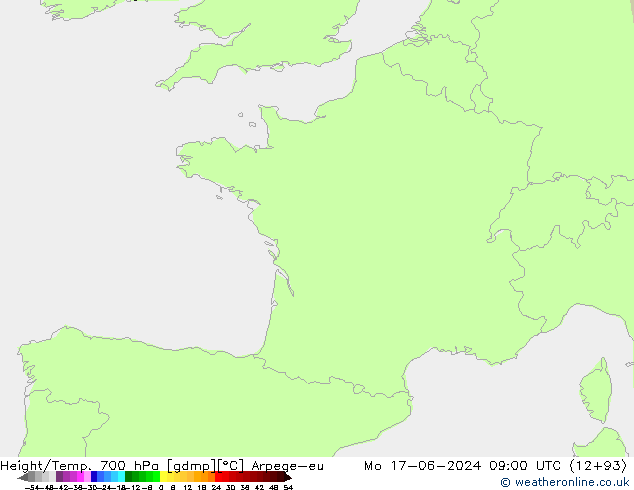 Height/Temp. 700 hPa Arpege-eu Mo 17.06.2024 09 UTC