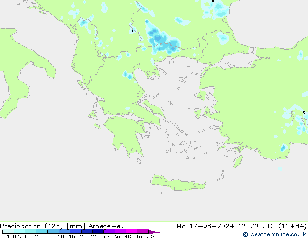 Precipitation (12h) Arpege-eu Po 17.06.2024 00 UTC