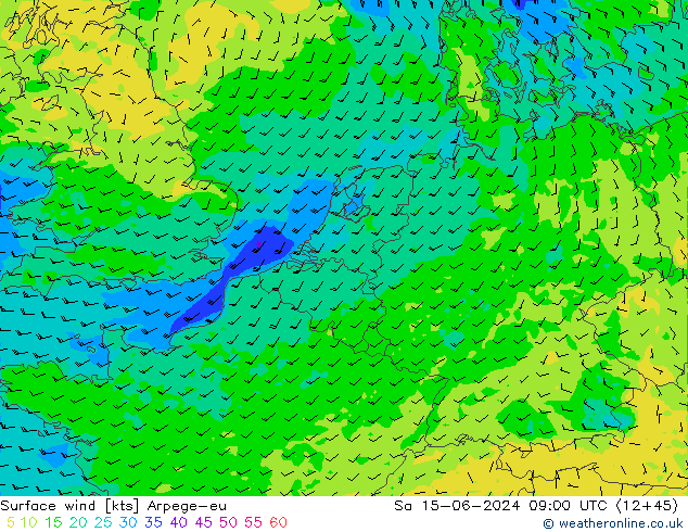 Bodenwind Arpege-eu Sa 15.06.2024 09 UTC