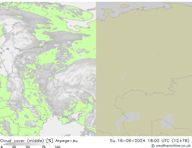 oblačnosti uprostřed Arpege-eu Ne 16.06.2024 18 UTC