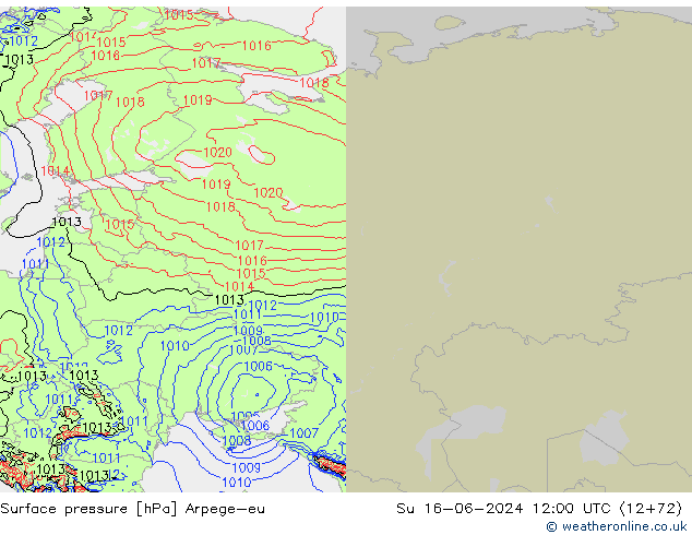 приземное давление Arpege-eu Вс 16.06.2024 12 UTC